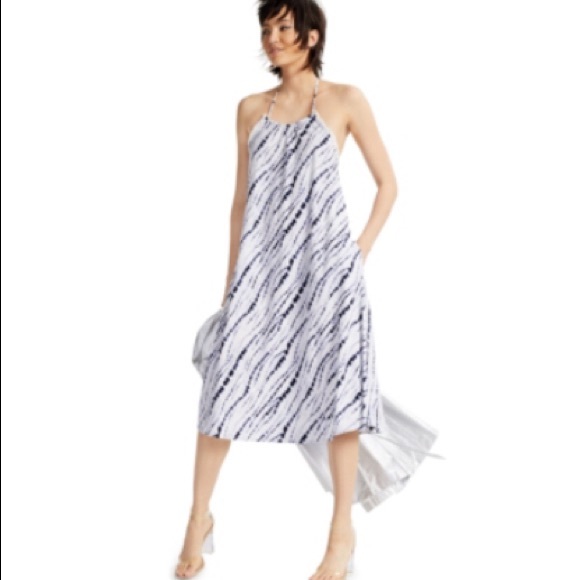 INC Earth Printed Raw-Edge Halter Dress new with Tag Size M. - Picture 1 of 3